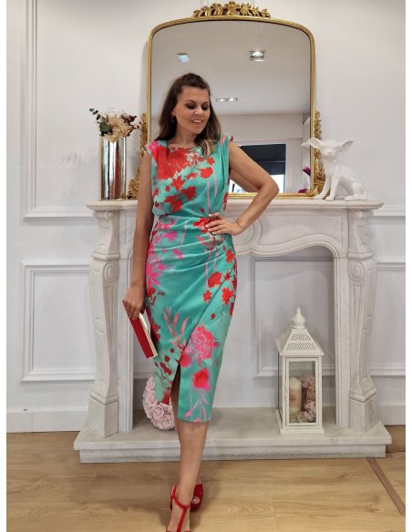[Vestidos de fiesta cortos] - VESTIDO DE FIESTA CLARISA ESTAMPADO