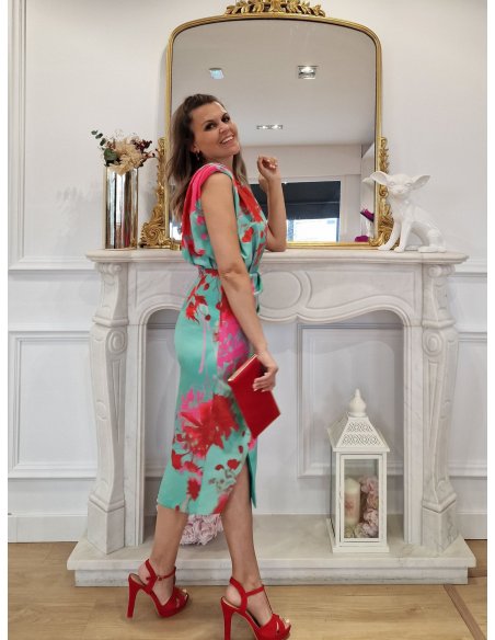[Vestidos de fiesta cortos] - VESTIDO DE FIESTA CLARISA ESTAMPADO