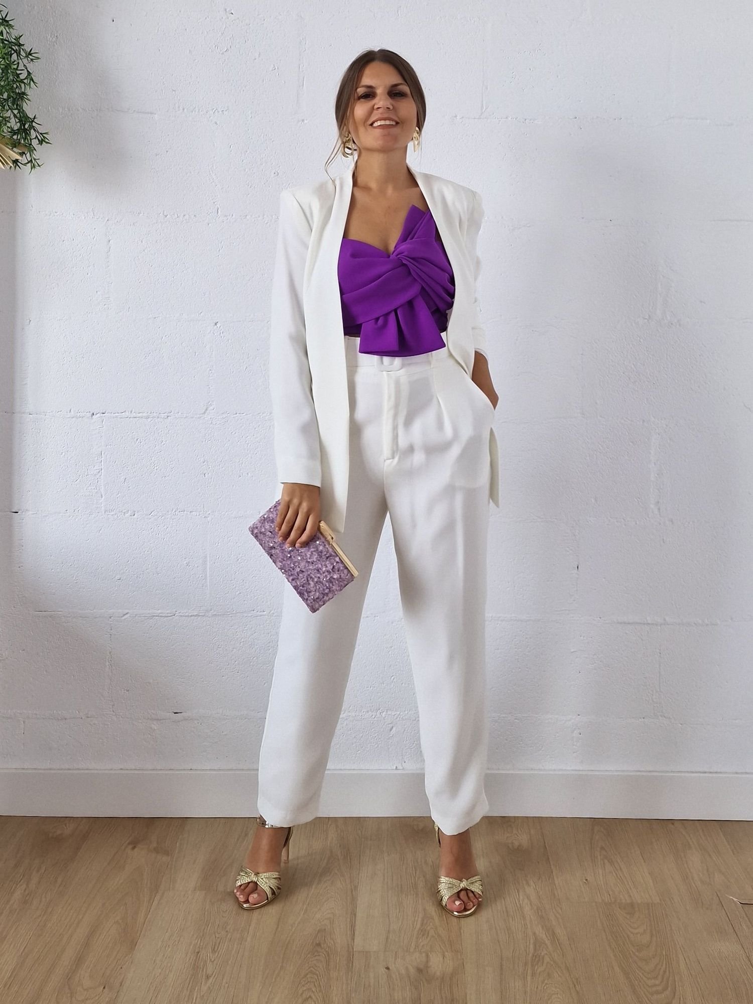 Traje Blanco Look Boda Traje Chaqueta Mujer Pantalón Trajes Color Blanco  Para Mujer Pantalón Traje Para Boda