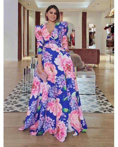 VESTIDO DE FIESTA LARGO NEW LÍA ESTAMPADO