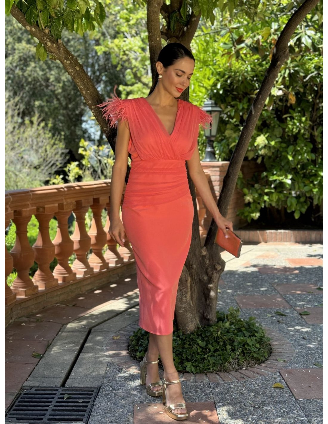 Plumas Monos Color Coral Boda Zapatos Para Vestido Coral Plumas