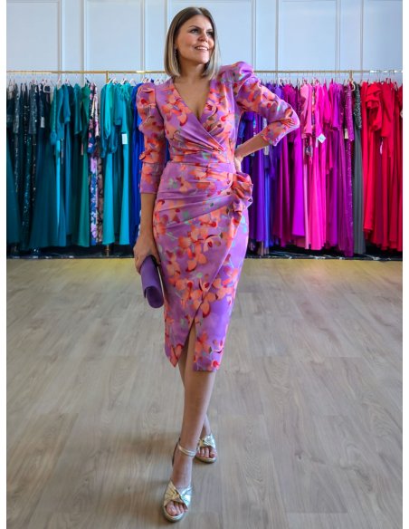 [Vestidos de fiesta cortos] - VESTIDO DE FIESTA ROCÍO ESTAMPADO