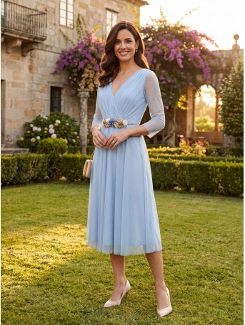 [Vestidos de fiesta cortos] - VESTIDO DE FIESTA EDURNE CORTO MANGA