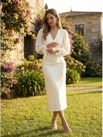 [Vestidos de fiesta cortos] - VESTIDO DE FIESTA CRUDO ALTEA 2