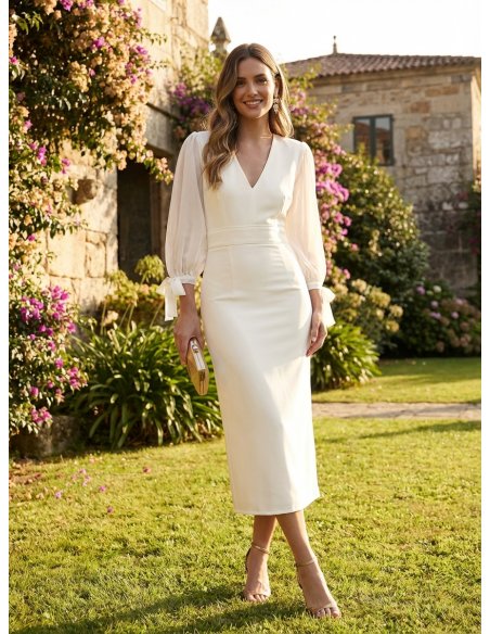 [Vestidos de fiesta cortos] - VESTIDO DE FIESTA CRUDO ALTEA