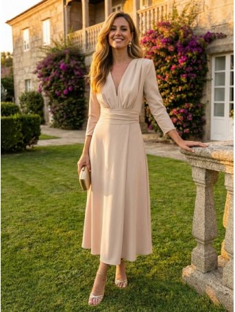 [Vestidos de fiesta cortos] - VESTIDO DE FIESTA CADAQUÉS BEIGE