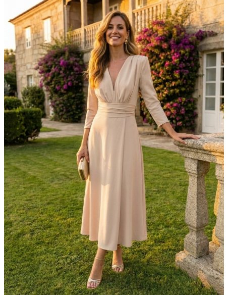 [Vestidos de fiesta cortos] - VESTIDO DE FIESTA CADAQUÉS BEIGE