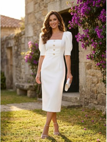 [Vestidos de fiesta cortos] - VESTIDO DE FIESTA MICAY BLANCO