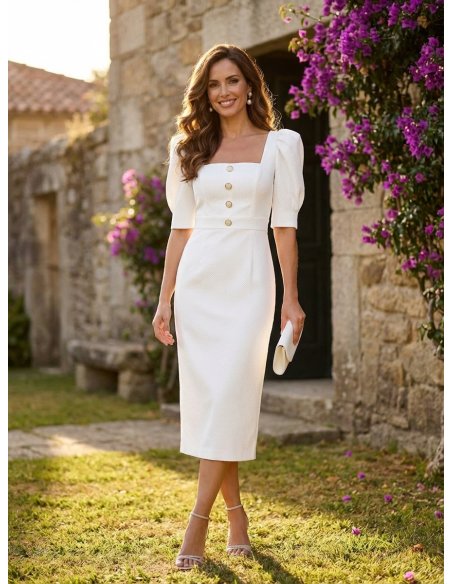 [Vestidos de fiesta cortos] - VESTIDO DE FIESTA MICAY BLANCO