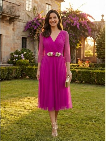 [Vestidos de fiesta cortos] - VESTIDO DE FIESTA EDURNE CORTO MANGA