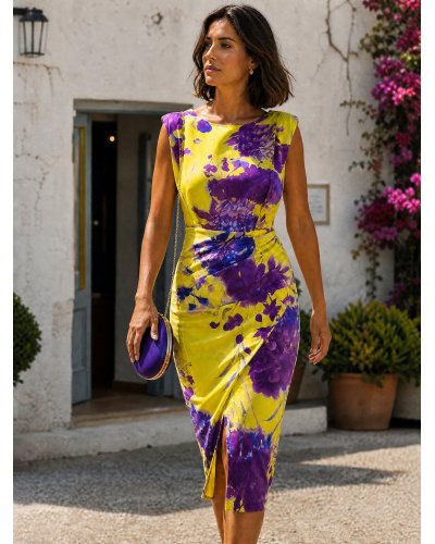 [Vestidos de fiesta cortos] - VESTIDO DE FIESTA CLARISA ESTAMPADO