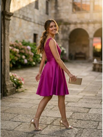 [Vestidos de fiesta cortos] - VESTIDO DE FIESTA CHANTAL LISO