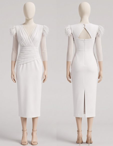 [Vestidos de fiesta cortos] - VESTIDO DE FIESTA BLANCO AFRA PICO