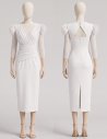 [Vestidos de fiesta cortos] - VESTIDO DE FIESTA BLANCO AFRA PICO